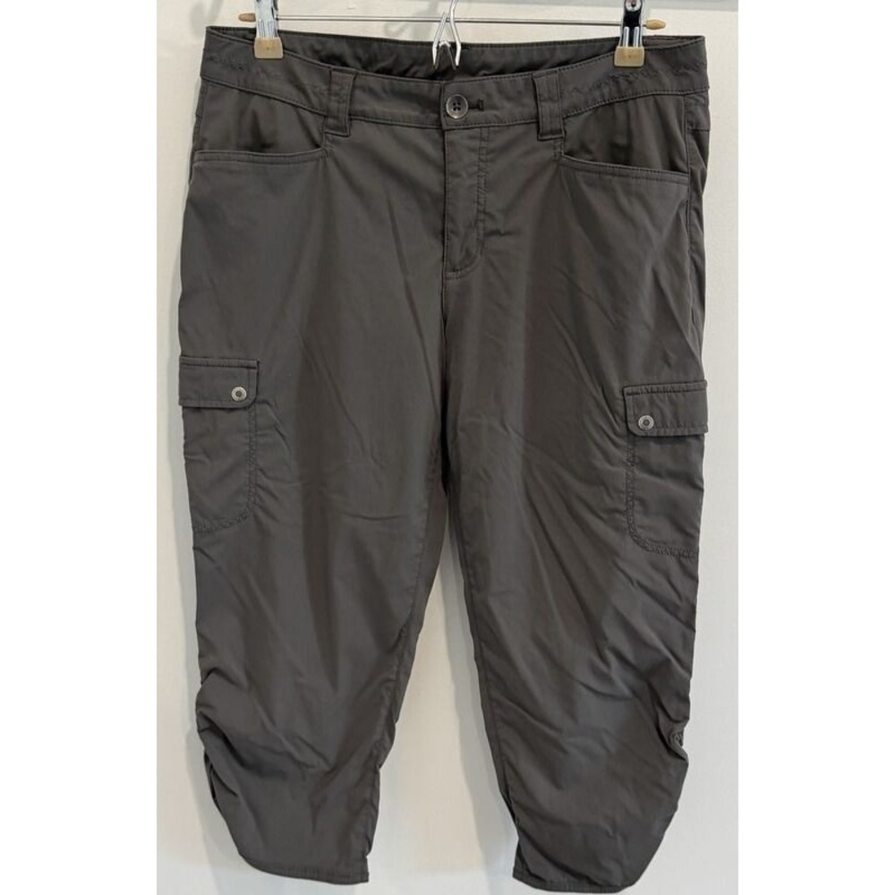 Eddie Bauer Travex Womens Capri Pants Hiking Nylon Stretch Dark Gray Size 8